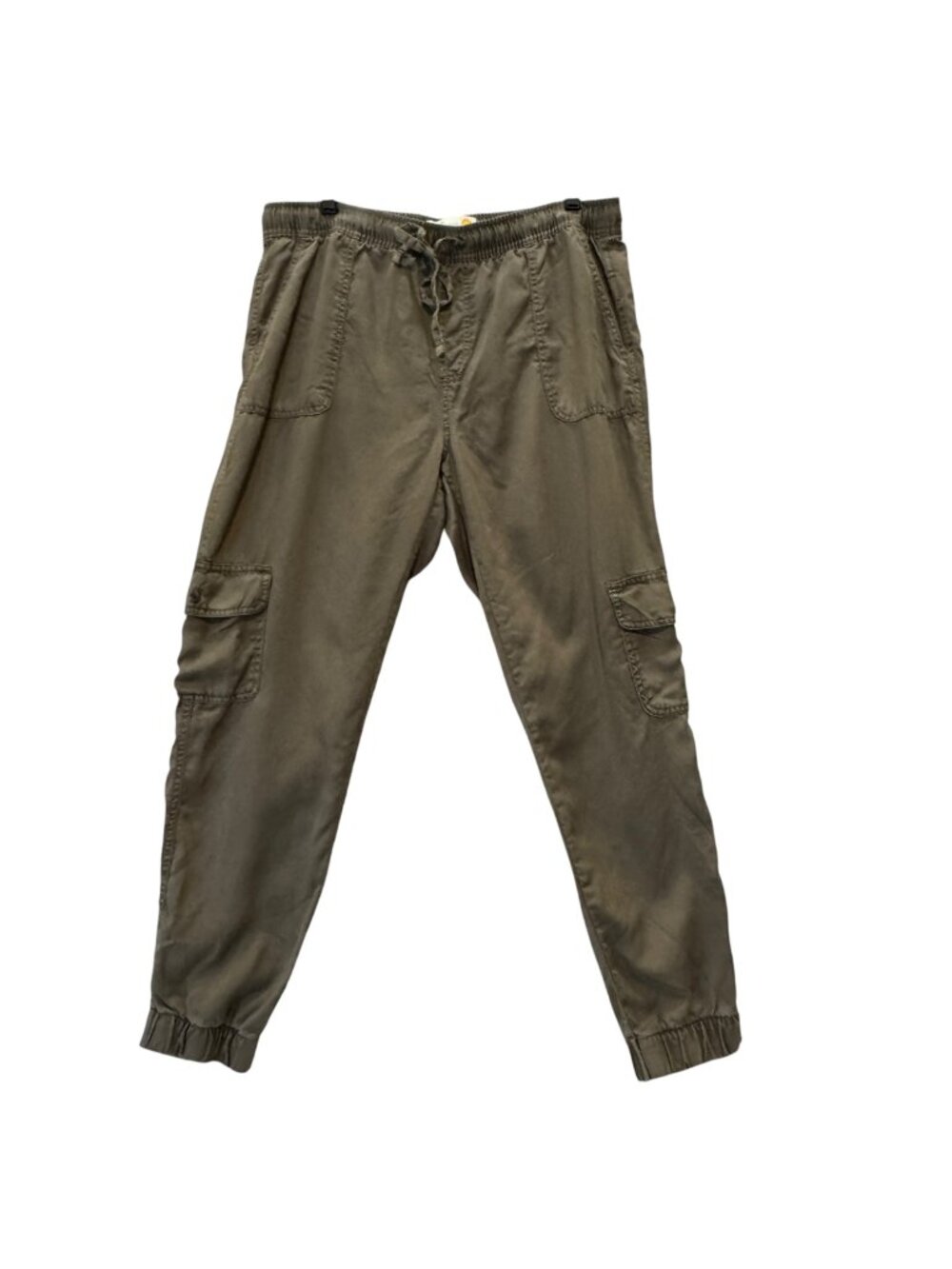 C & C California Women's L Cargo Pants Elastic Cuff Army Green Lyocell Y2K BOHO